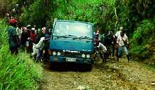 Pushing a truck uphill